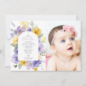 Purple Flowers, Yellow Flowers, Boho, Confirmation Einladung (Vorderseite)