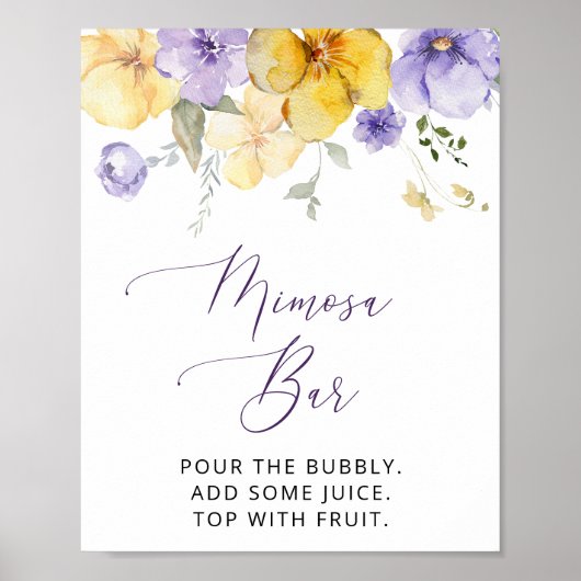 Purple Flowers, Yellow Flowers, Boho, Mimosa Bar Poster (Vorne)