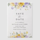 Purple Flowers, Yellow Flowers, Boho Save The Date Pergament Einladungen (Vorderseite)