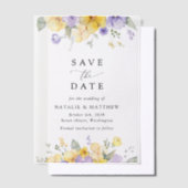 Purple Flowers, Yellow Flowers, Boho Save The Date Pergament Einladungen (Versetzt)
