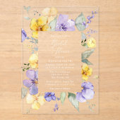 Purple Flowers, Yellow Flowers, Bridal Shower Acryleinladungen (Vorderseite)