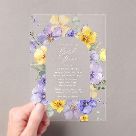 Purple Flowers, Yellow Flowers, Bridal Shower Acryleinladungen