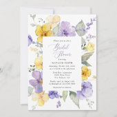 Purple Flowers, Yellow Flowers, Bridal Shower Einladung (Vorderseite)