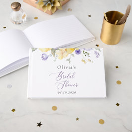 Purple Flowers, Yellow Flowers, Bridal Shower Gästebuch