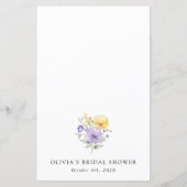 Purple Flowers, Yellow Flowers, Bridal Shower Menu (Rückseite)