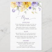 Purple Flowers, Yellow Flowers, Bridal Shower Menu (Vorderseite)