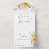 Purple Flowers, Yellow Flowers, First Communion All In One Einladung (Innen Boden)