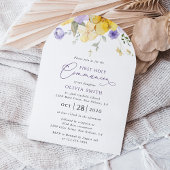 Purple Flowers, Yellow Flowers, First Communion Einladung