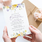 Purple Flowers, Yellow Flowers, First Communion Einladung
