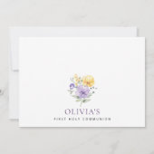 Purple Flowers, Yellow Flowers, First Communion Einladung (Rückseite)