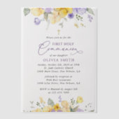 Purple Flowers, Yellow Flowers, First Communion Pergament Einladungen (Vorderseite)