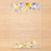 Purple Flowers, Yellow Flowers, Greenery, Wedding Acryleinladungen (Vorderseite)