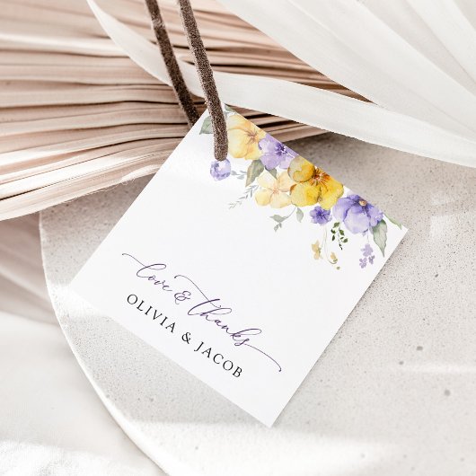 Purple Flowers, Yellow Flowers, Greenery, Wedding Geschenkanhänger
