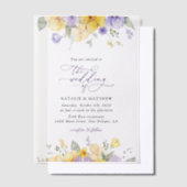 Purple Flowers, Yellow Flowers, Greenery, Wedding Pergament Einladungen (Versetzt)