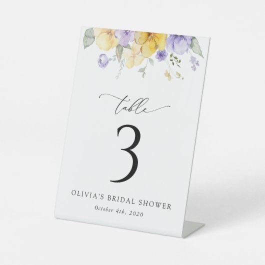 Purple Flowers, Yellow Flowers, Table Numbers Sockelschild (Vorderseite)