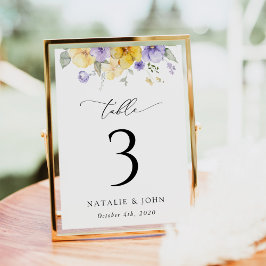 Purple Flowers, Yellow Flowers, Table Numbers Tischnummer