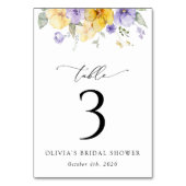 Purple Flowers, Yellow Flowers, Table Numbers Tischnummer (Vorderseite)