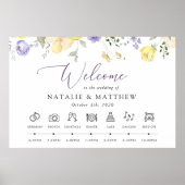 Purple Flowers, Yellow Flowers, Wedding Timeline Poster (Vorne)