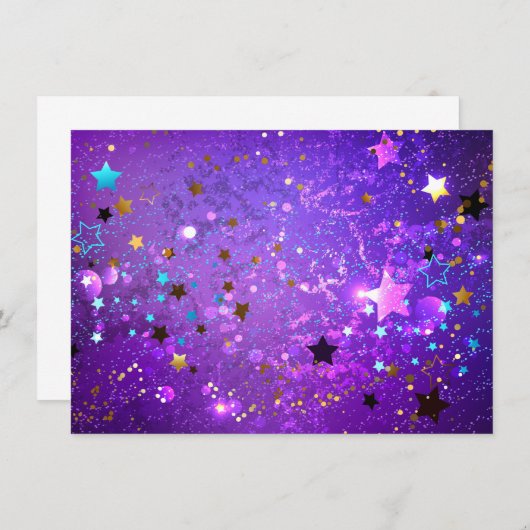 Purple foil background with Stars Begleitkarte (Vorne/Hinten)