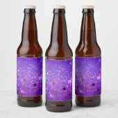 Purple foil background with Stars Bierflaschenetikett (Flaschen)