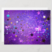 Purple foil background with Stars Einladung (Vorne/Hinten)