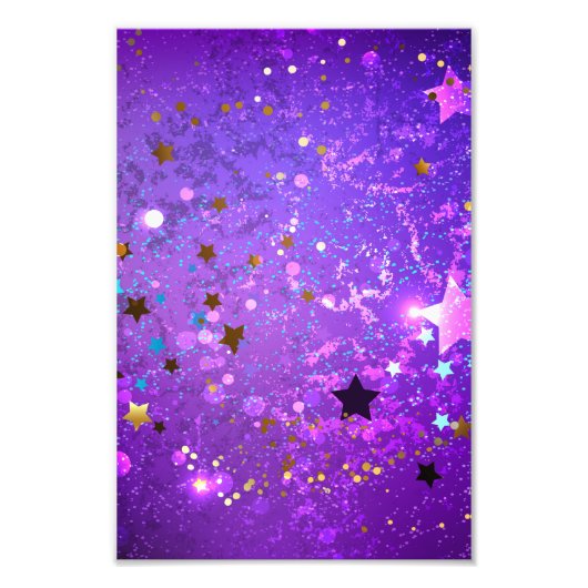 Purple foil background with Stars Fotodruck (Vorne)