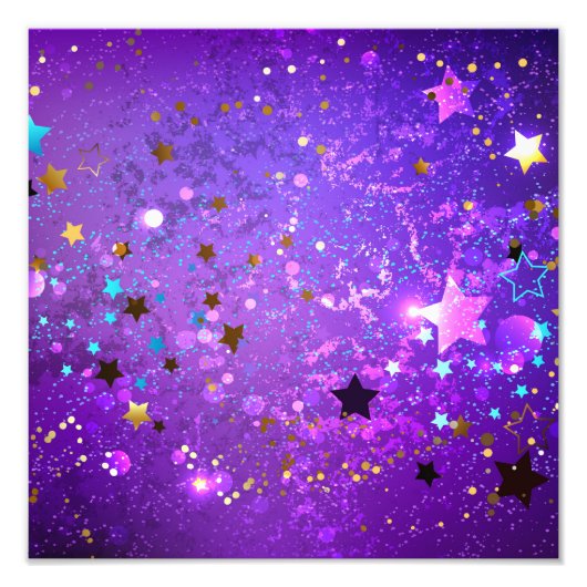 Purple foil background with Stars Fotodruck (Vorne)