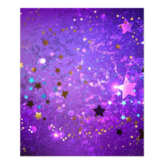 Purple foil background with Stars Fotodruck (Vorne)