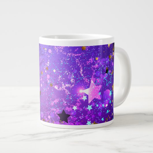 Purple foil background with Stars Jumbo-Tasse (Vorderseite Rechts)