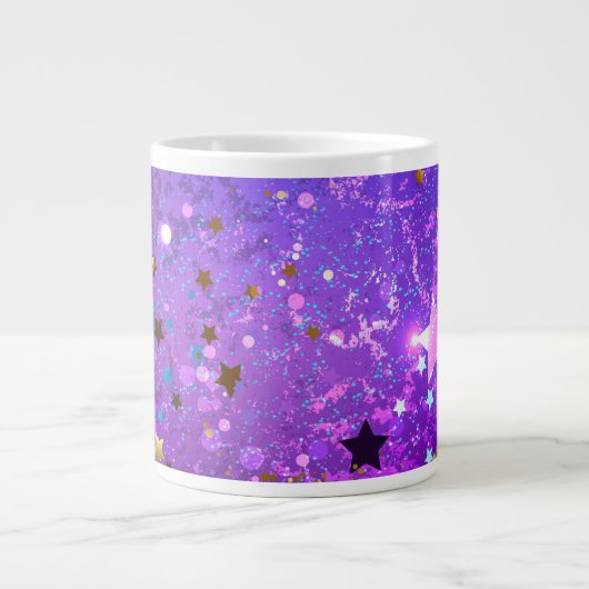 Purple foil background with Stars Jumbo-Tasse (Vorderseite)