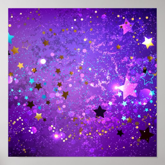 Purple foil background with Stars Poster (Vorne)