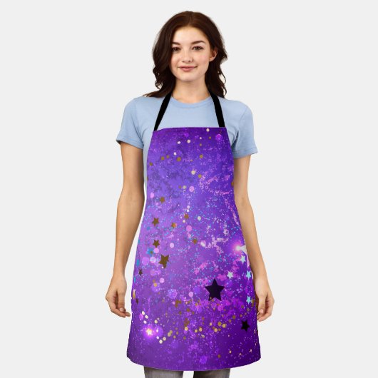 Purple foil background with Stars Schürze (Getragen)