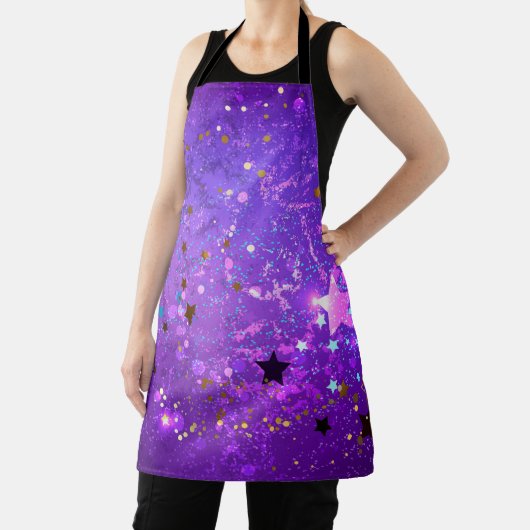 Purple foil background with Stars Schürze (InSitu)