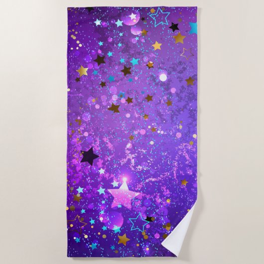 Purple foil background with Stars Strandtuch (Vorderseite)