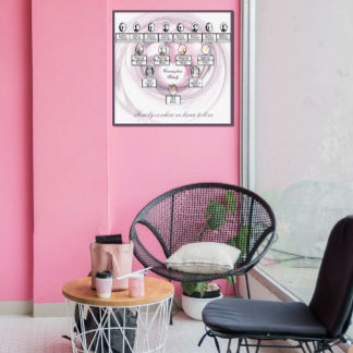 Purple Fractal Heart Oval Photos Family Tree Leinwanddruck