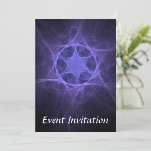 Purple Fractal Star of David Einladung (Stehend Vorderseite)