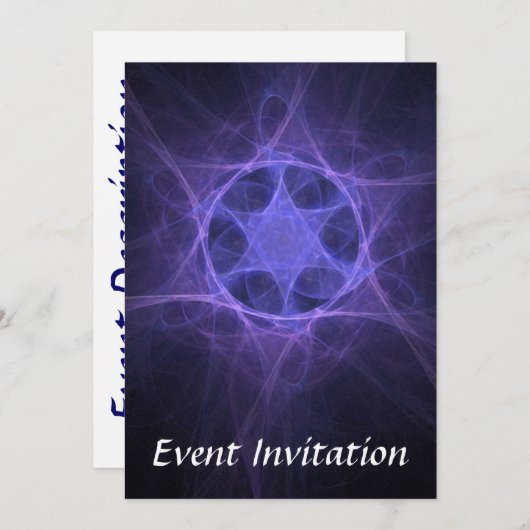 Purple Fractal Star of David Einladung (Vorne/Hinten)