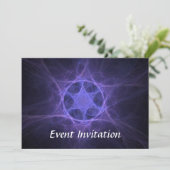 Purple Fractal Star of David Einladung (Stehend Vorderseite)