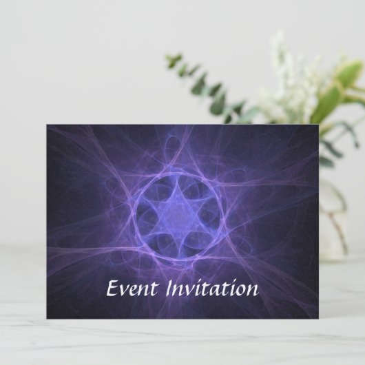 Purple Fractal Star of David Einladung (Stehend Vorderseite)