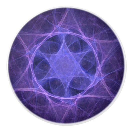 Purple Fractal Star of David Keramikknauf (Vorderseite)