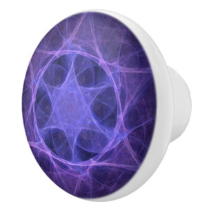 Purple Fractal Star of David Keramikknauf