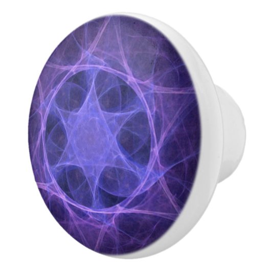 Purple Fractal Star of David Keramikknauf (Rechts)