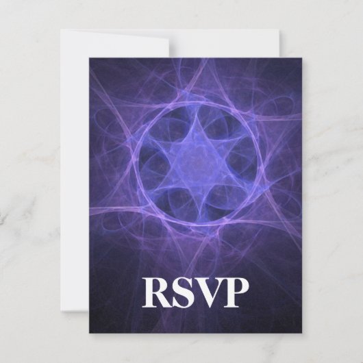 Purple Fractal Star of David RSVP Karte (Vorderseite)