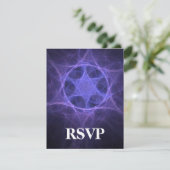 Purple Fractal Star of David RSVP Karte (Stehend Vorderseite)