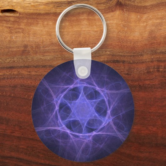 Purple Fractal Star of David Schlüsselanhänger (Vorderseite)