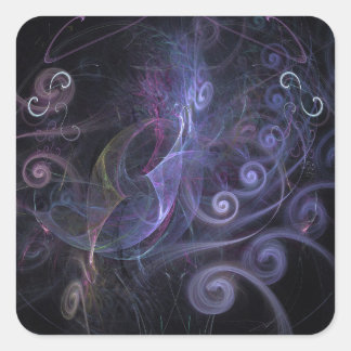 Purple fractals swirls quadratischer aufkleber