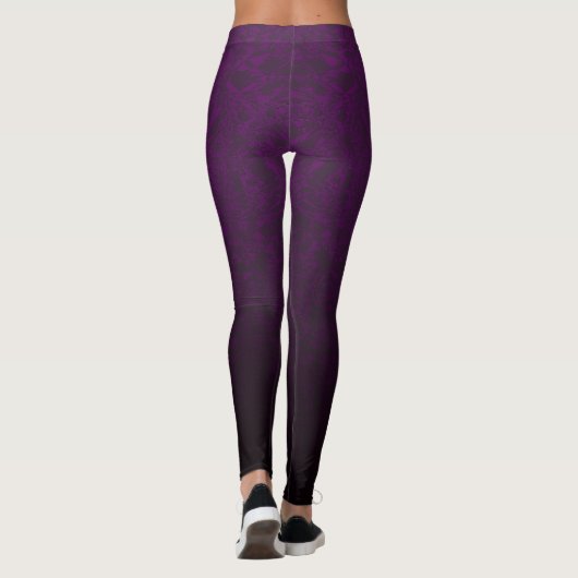 Purple Fragmented Abstract Black Ombre Pattern Leggings (Rückseite)