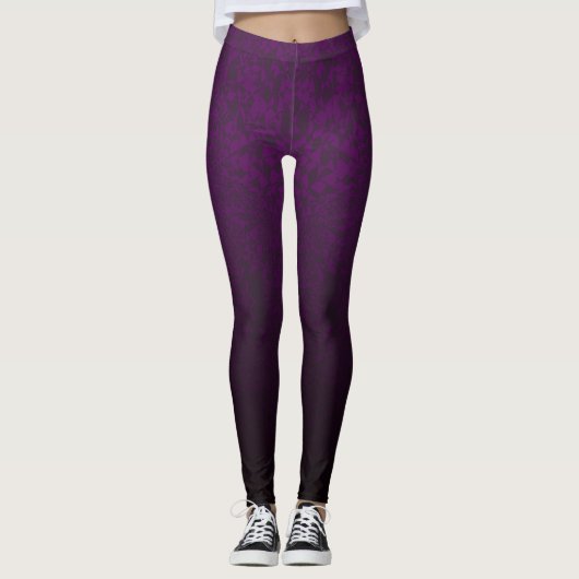 Purple Fragmented Abstract Black Ombre Pattern Leggings (Vorderseite)