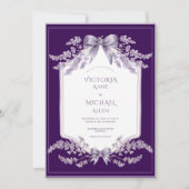 Purple Frame Floral Elegant Wedding Invitation Einladung (Vorderseite)