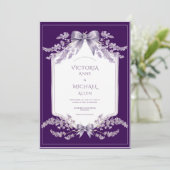 Purple Frame Floral Elegant Wedding Invitation Einladung (Stehend Vorderseite)